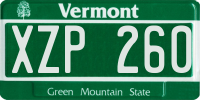 VT license plate XZP260
