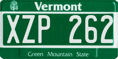VT license plate XZP262