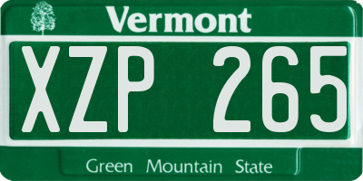 VT license plate XZP265