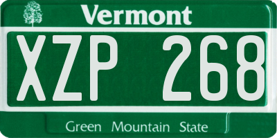 VT license plate XZP268