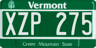 VT license plate XZP275