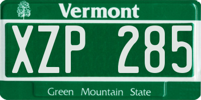 VT license plate XZP285