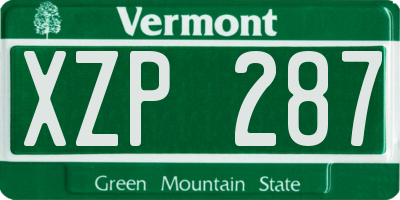 VT license plate XZP287