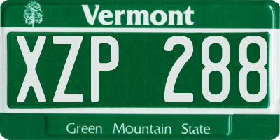 VT license plate XZP288