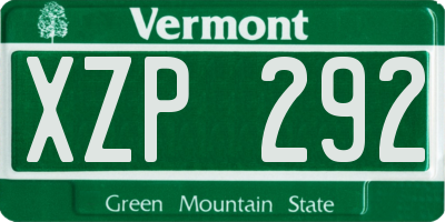 VT license plate XZP292