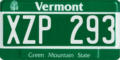 VT license plate XZP293