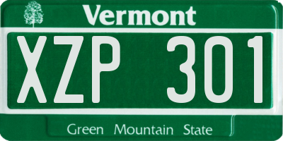 VT license plate XZP301