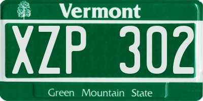 VT license plate XZP302
