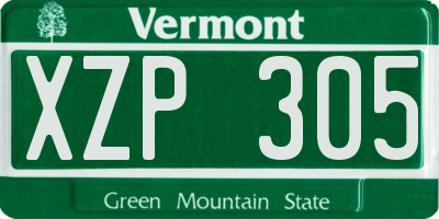 VT license plate XZP305