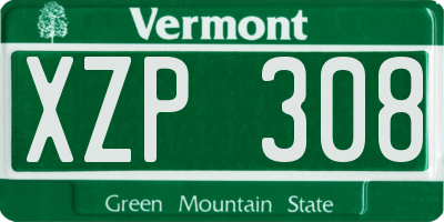 VT license plate XZP308