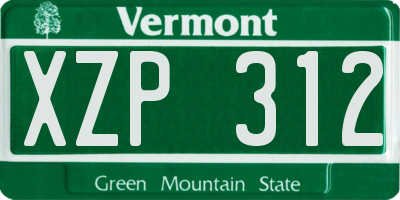VT license plate XZP312