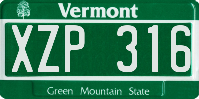 VT license plate XZP316