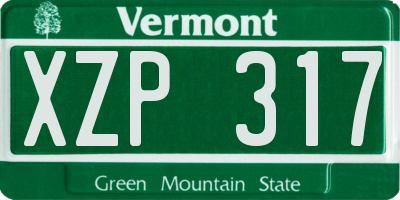VT license plate XZP317