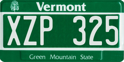 VT license plate XZP325