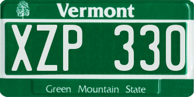 VT license plate XZP330