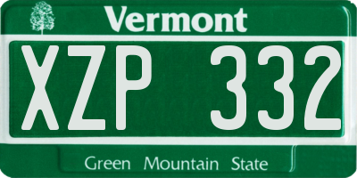 VT license plate XZP332