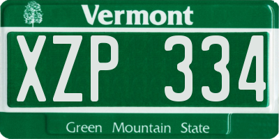 VT license plate XZP334