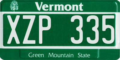 VT license plate XZP335