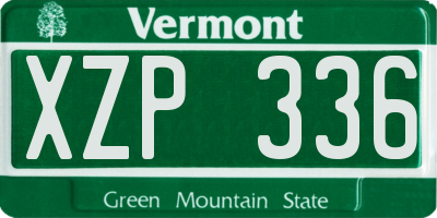VT license plate XZP336