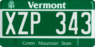 VT license plate XZP343
