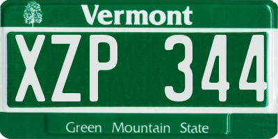 VT license plate XZP344
