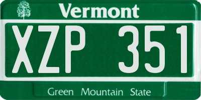 VT license plate XZP351
