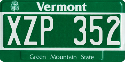 VT license plate XZP352