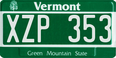 VT license plate XZP353