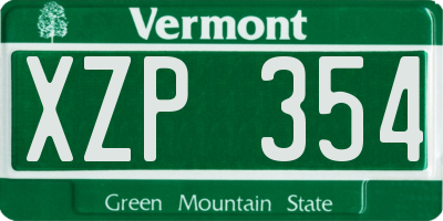 VT license plate XZP354