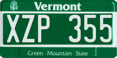 VT license plate XZP355