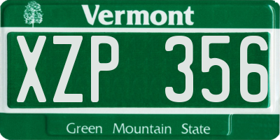 VT license plate XZP356