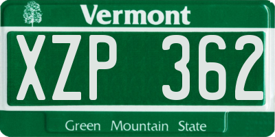 VT license plate XZP362