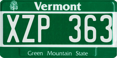 VT license plate XZP363