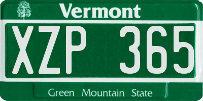 VT license plate XZP365