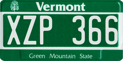 VT license plate XZP366