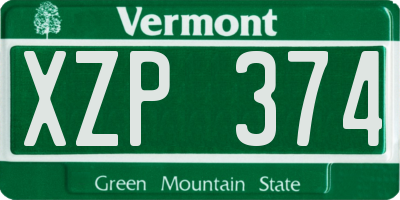VT license plate XZP374