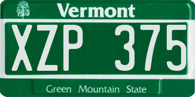 VT license plate XZP375