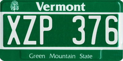 VT license plate XZP376