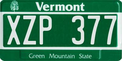 VT license plate XZP377