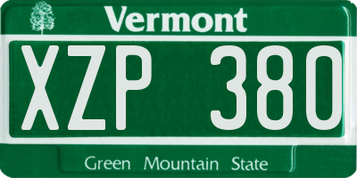 VT license plate XZP380