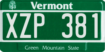 VT license plate XZP381