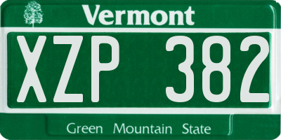 VT license plate XZP382