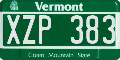 VT license plate XZP383