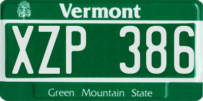 VT license plate XZP386