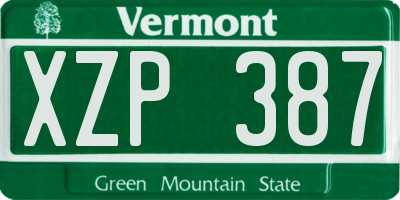 VT license plate XZP387