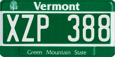 VT license plate XZP388