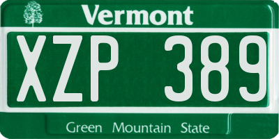 VT license plate XZP389