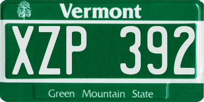 VT license plate XZP392