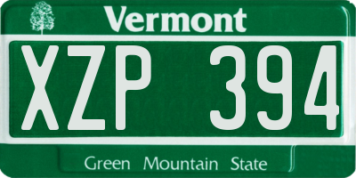 VT license plate XZP394