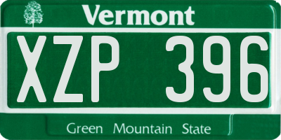 VT license plate XZP396